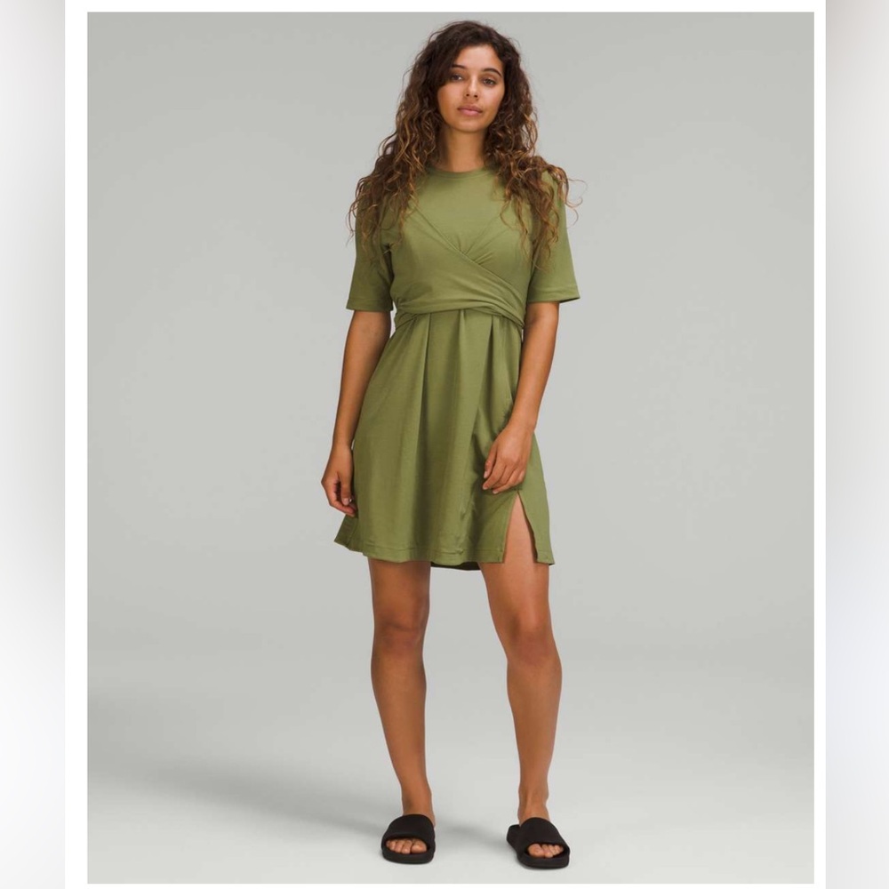 Lululemon Wrap-front T-shirt Dress Green Pima